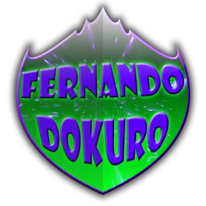 Green and purple shield with purple text that says Fernando Dokuro