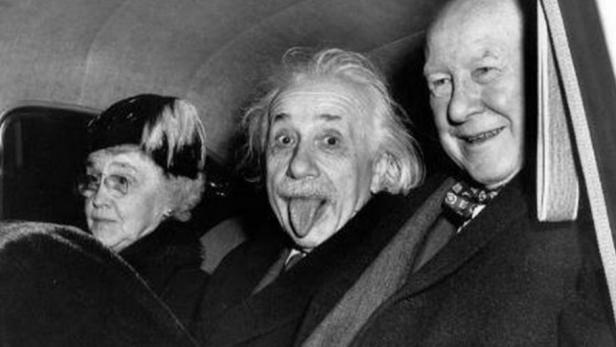 Einstein sticking out tongue